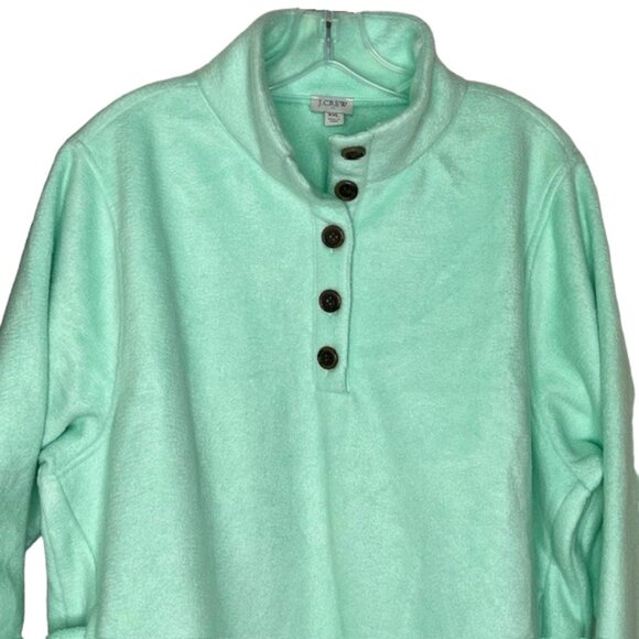 J. Crew Factory Button Front Sherpa Fleece Tunic - Mint Green - XXL - Picture 4 of 10